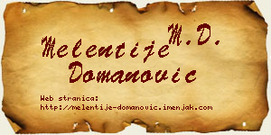 Melentije Domanović vizit kartica